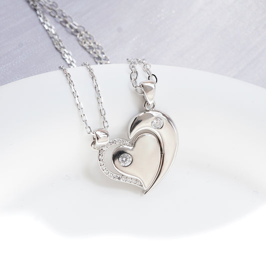 Heart-to-Heart Magnetic Couple Neck Chain 925 Silver