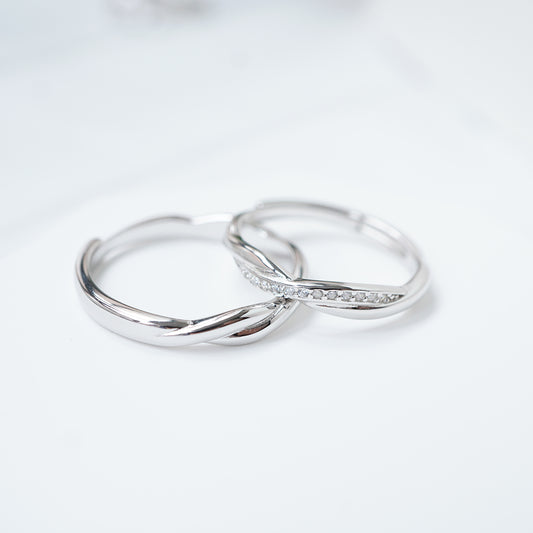 Love Interwoven Classic Couple Ring 925 Silver