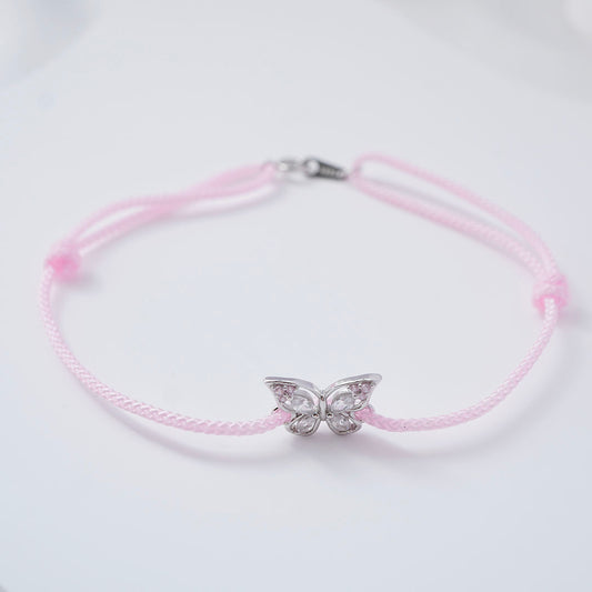 Butterfly pink bracelet丨925 silver