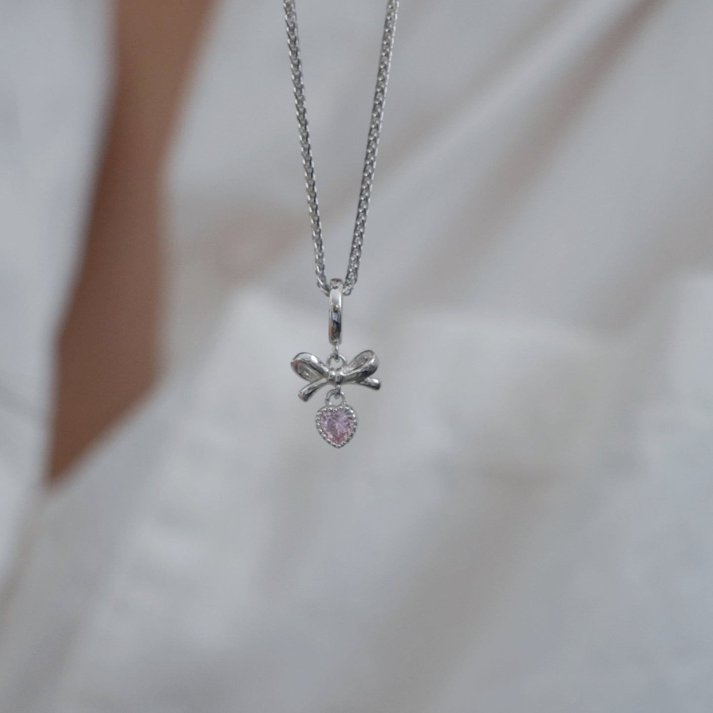 Pink bow beading丨925 silver