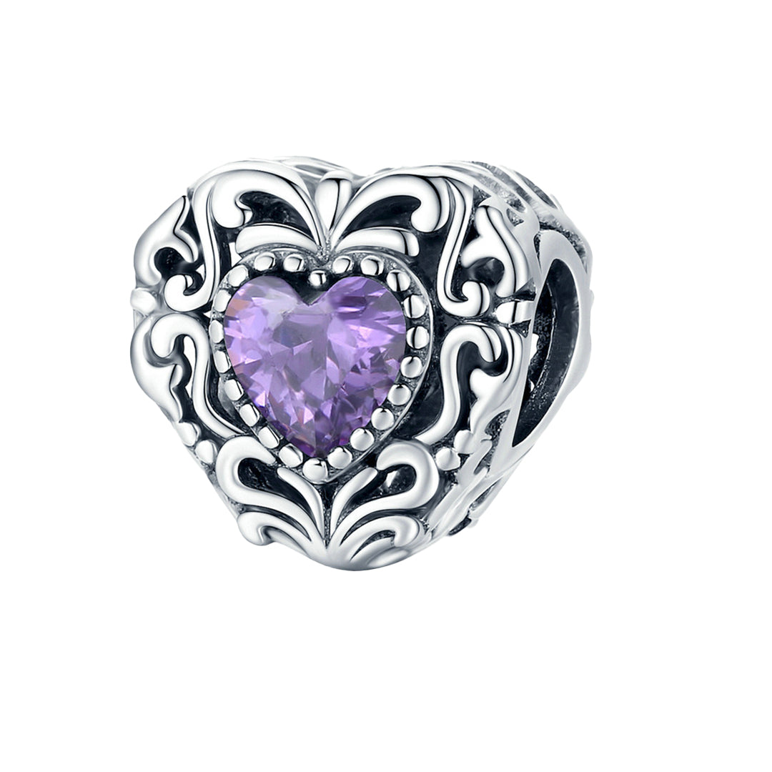 Black purple heart beading丨925 silver