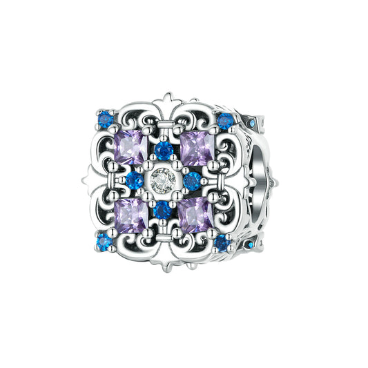 Blue-violet symmetrical square beading丨925 silver