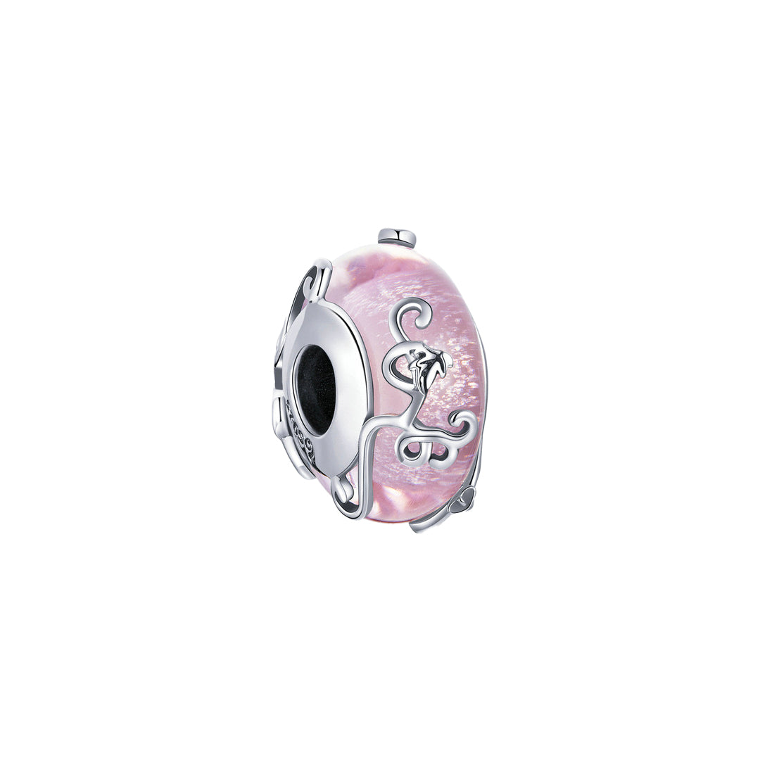Flower vine pink glazed bead丨925 silver