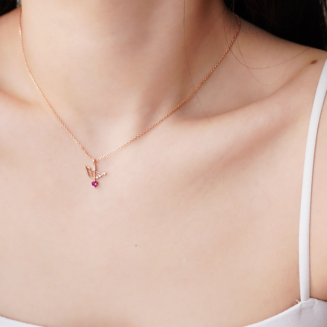 Cupid's Peach Heart Arrow Necklace丨925 silver