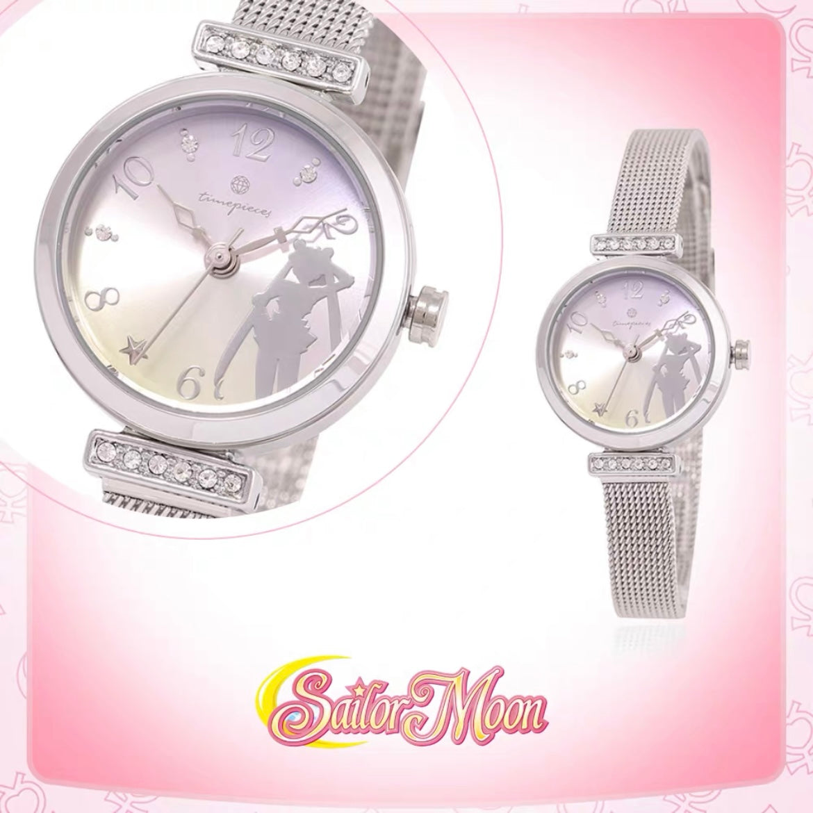 韓國OST美少女戰士月野兔銀色不鏽鋼手錶
