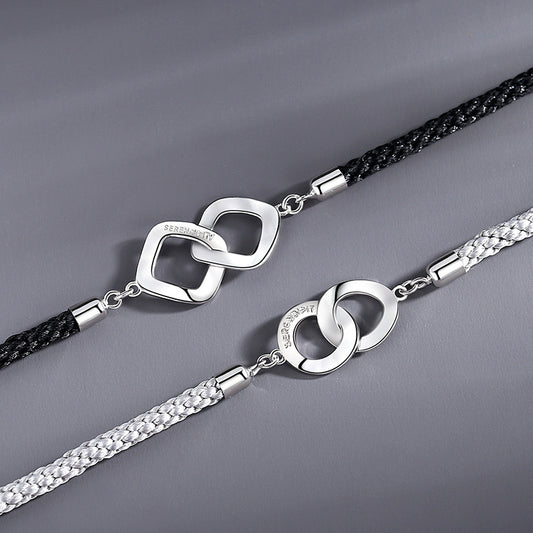 Unexpected fate Serendipity lovers hand rope, 925 silver