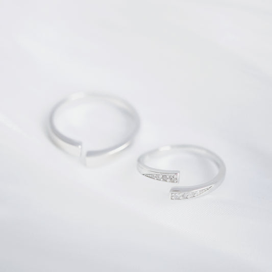 Splicing Art Couple Ring -925 Silver