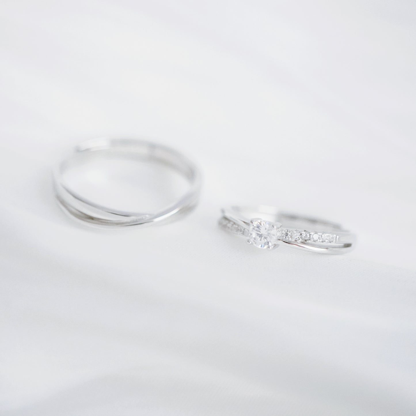 Classic X-shaped Couple Ring with 925 Silver