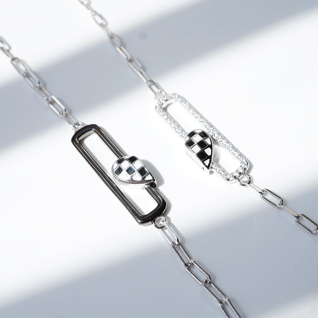 Black and white lattice love magnet attractive couple bracelet 925 silver