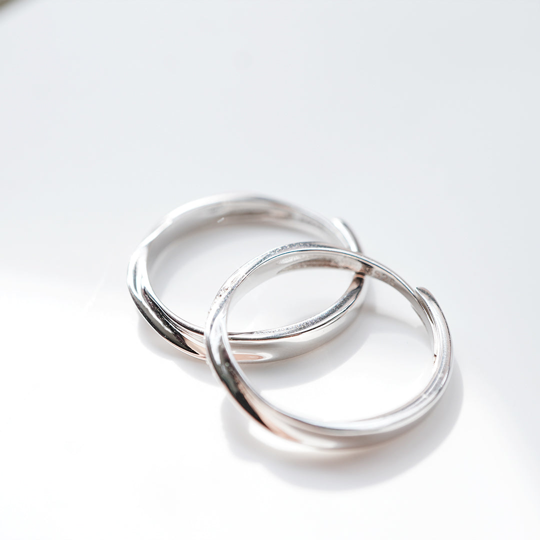 Long-flowing bright stone couple ring丨925 silver