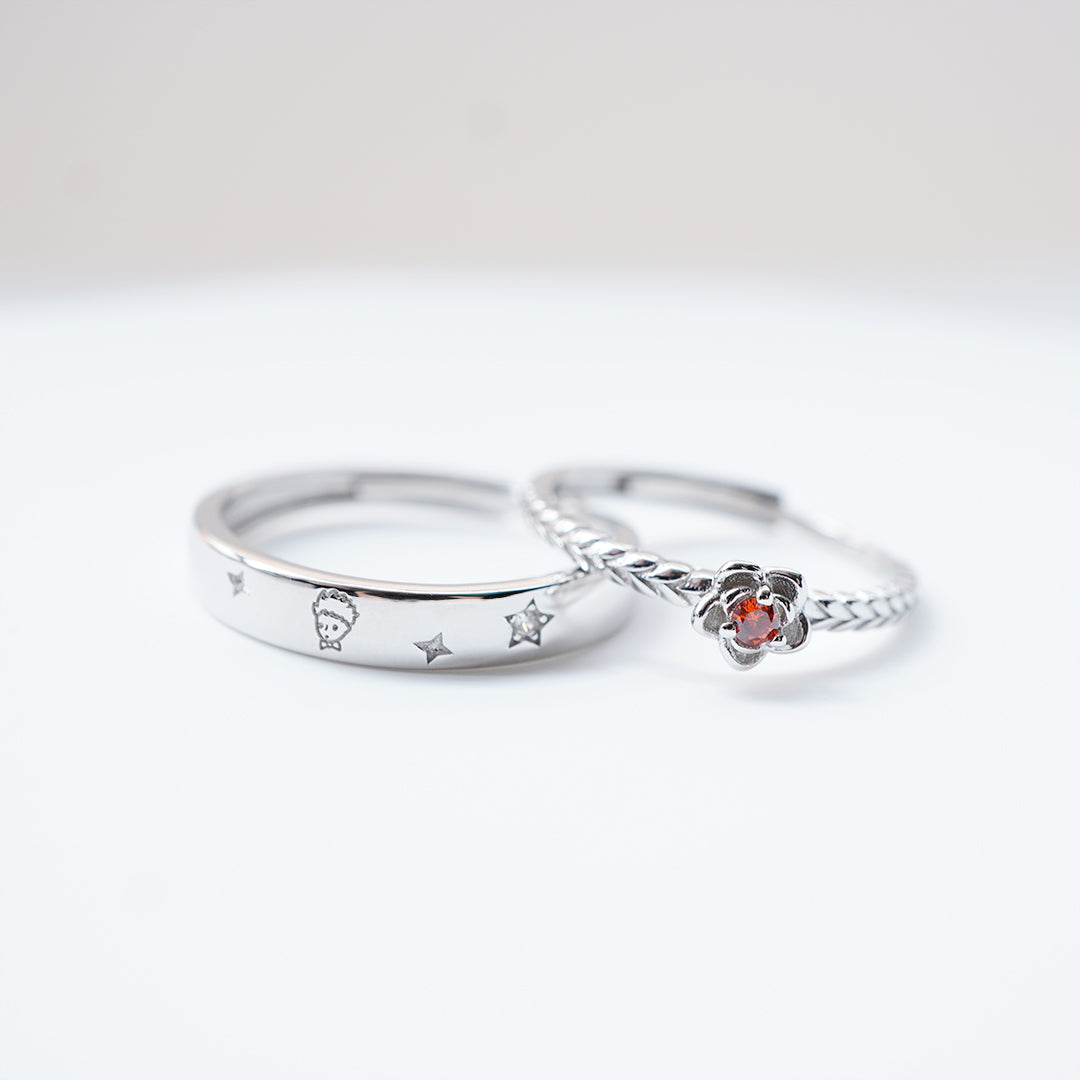 Little Prince and Rose Couple Ring -925 Silver
