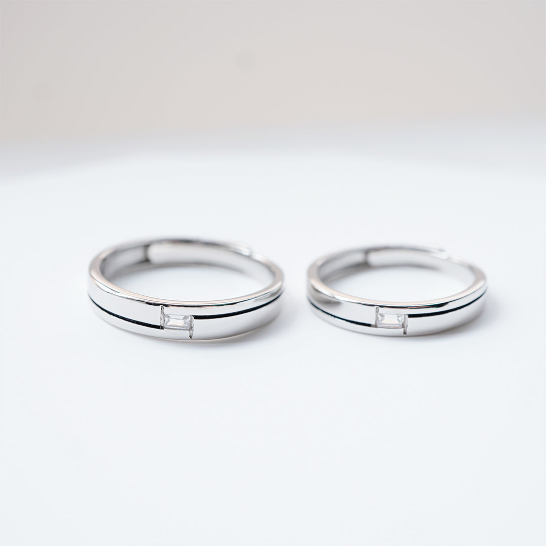 Parallel Geometric Couple Ring 925 Silver