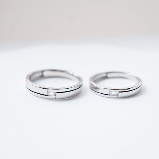 Parallel Geometric Couple Ring 925 Silver
