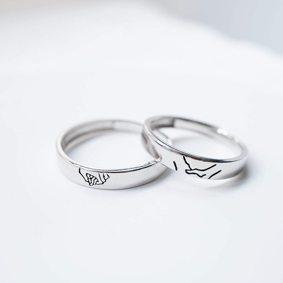 Walking hand in hand couple ring丨925 silver