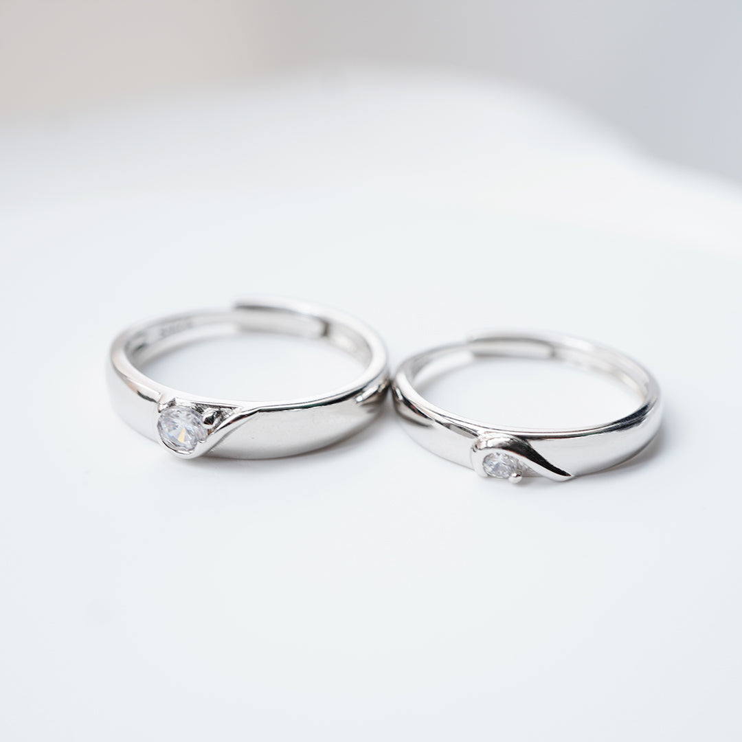 Half and Half Love Couple Ring 925 Silver
